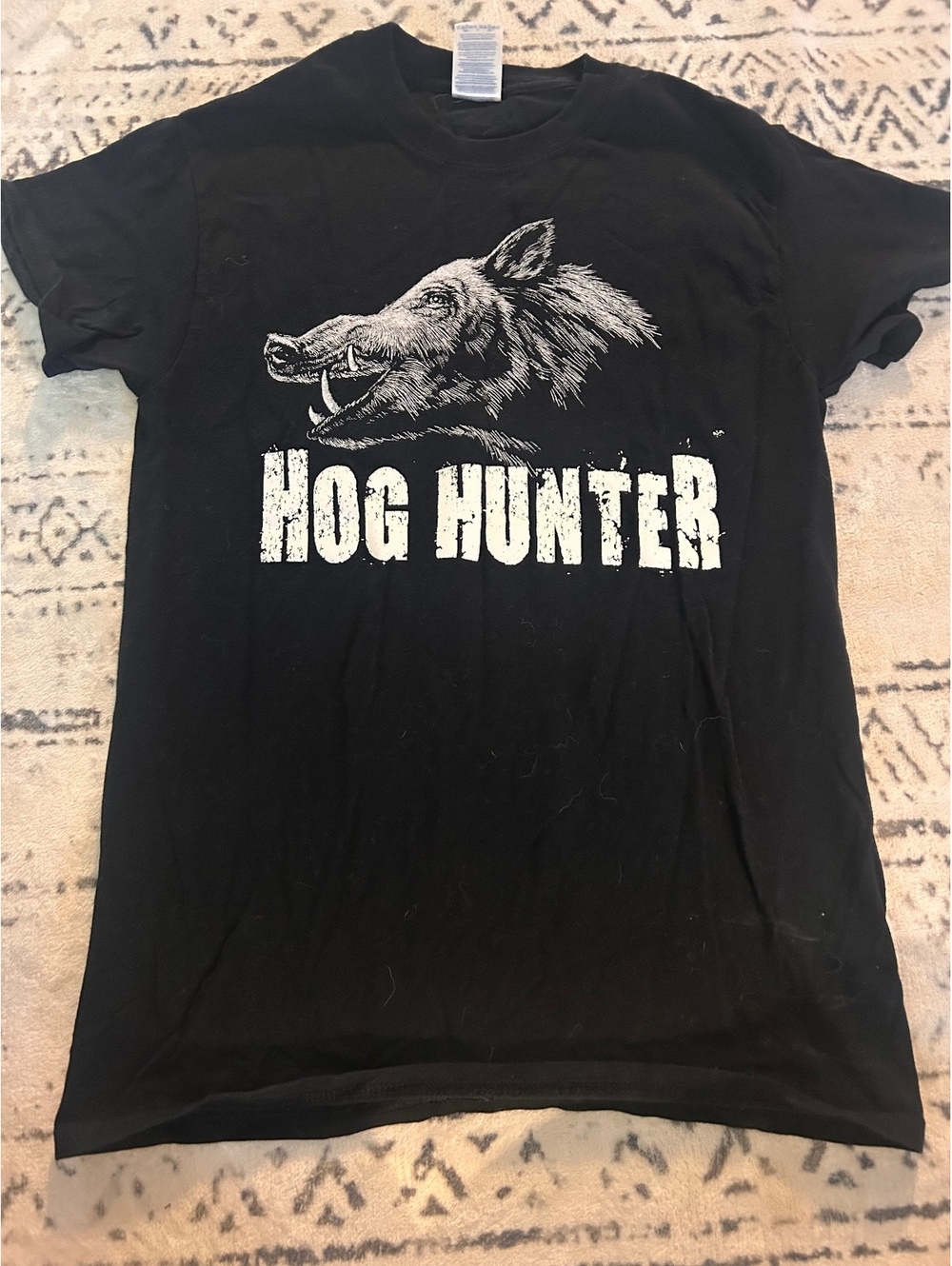 Gildan Black 'Hog Hunter' Graphic T-Shirt Size Small